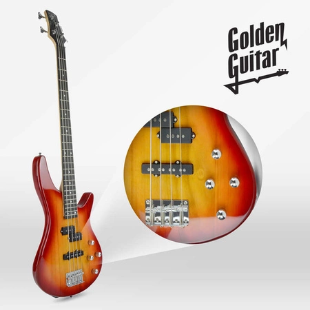 Gitara basowa kompletny zestaw Wiśnia Golden Guitar PBGB-50 Wiśnia