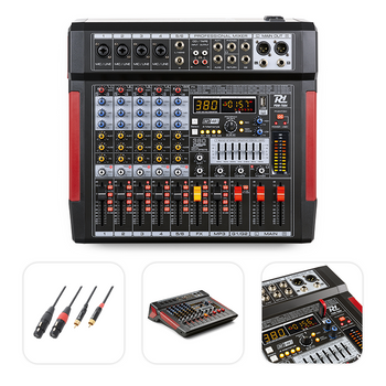 Mikser sceniczny 6-kanałowy DSP MP3 PDM-T604 Power Dynamics+ kabel 2x XLR żeński-2x RCA męski 3.0m