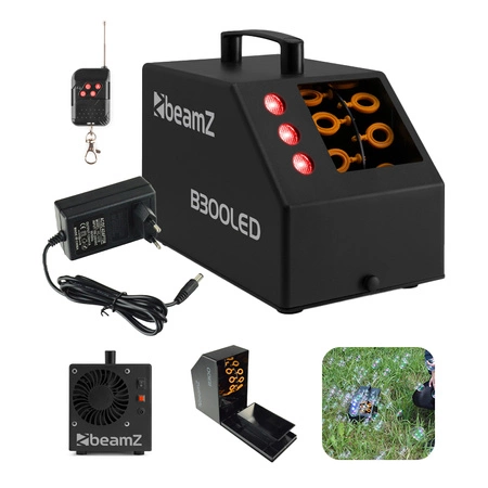 Zestaw: Wytwornica baniek z efektem LED RGB B300LED pilot Beamz+ płyn do baniek 1l