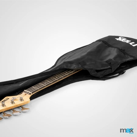 Zestaw: Gitara elektryczna basowa GigKit czerwona+ wzmacniacz statyw pokrowiec akcesoria