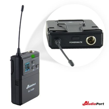 Zestaw mikrofonów bezprzewodowych UHF 2x nagłowny+ 2x krawatowy 2x bodypack+ stacja Audioport SU-740HH