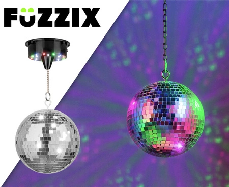 Zestaw: Kula lustrzana 20cm+ napęd bateryjny z diodami LED