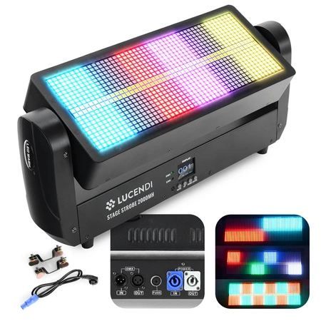 Stroboskop LED RGBW reflektor dyskotekowy STAGE STROBE 2000MH Lucendi