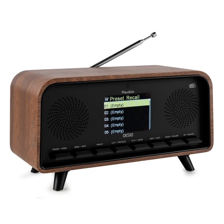 Radio DAB+ i FM w stylu retro Desio ciemne drewno Audizio