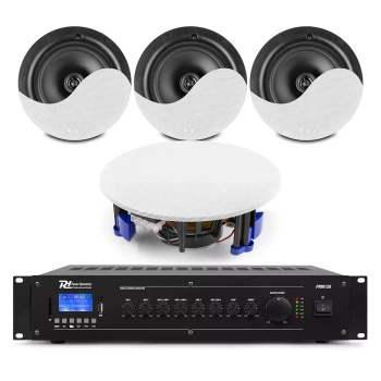 Zestaw białych głośników sufitowych 4 x 5.25" NCSP5 z wzmacniaczem