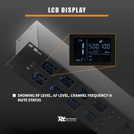 Zestaw mikrofonów bezprzewodowych Power Dynamics UHF PD528 z 8 mikrofonami ręcznymi