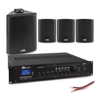 Zestaw czarnych głośników naściennych 4 x 6.5" BC65V z wzmacniaczem