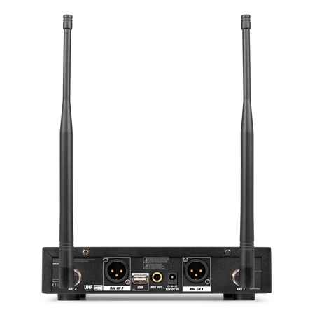 Zestaw bezprzewodowy mikrofonów UHF 2x bodypack nagłowny stacja Power Dynamics