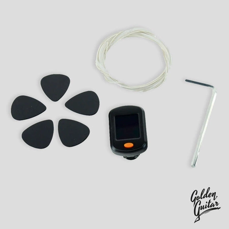 Zestaw: Gitara klasyczna naturalna 4/4 39" Golden Guitar+ pokrowiec tuner struny kostki+ 2x statyw+ podnóżek