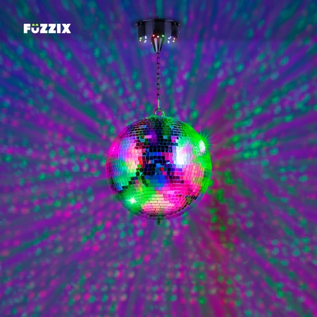Zestaw: Kula lustrzana 30cm+ napęd bateryjny LED Fuzzix