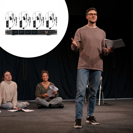 Zestaw mikrofonów bezprzewodowych UHF Power Dynamics PD524B z 4 mikrofonami typu bodypack