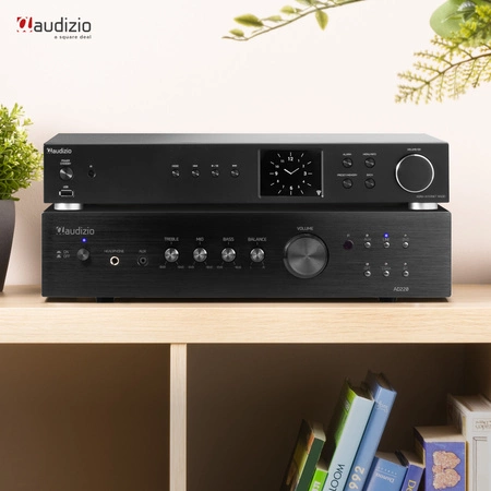 Zestaw Audizio: 2-kanałowy wzmacniacz HiFi 8 Ohm BT AD220B + radio internetowe Adria WiFi DAB+ BT