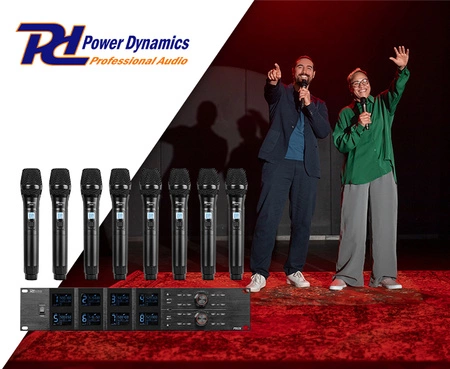 Zestaw mikrofonów bezprzewodowych Power Dynamics UHF PD528 z 8 mikrofonami ręcznymi