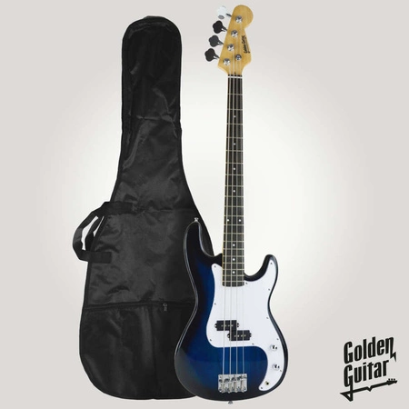 Gitara basowa - kompletny zestaw -Golden Guitar PBGB-40 czarno-niebieska