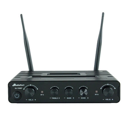 Zestaw mikrofonów bezprzewodowych UHF 2x nagłowny bodypack krawatowy Audioport SU-750BP
