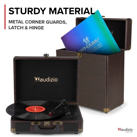 Futerał na płyty winylowe Audizio RC32, ciemne drewno