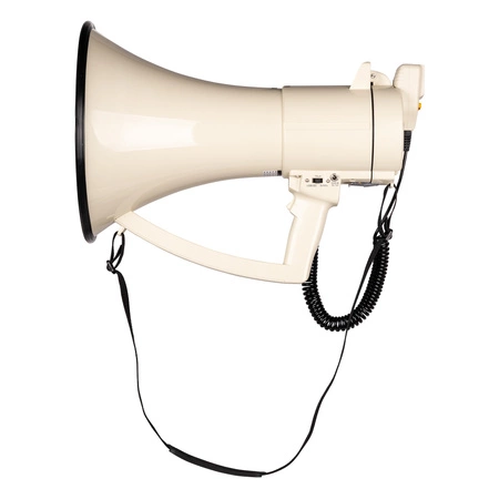 Vonyx MEG120 – Kompletny zestaw megafonu z torbą transportową i 2 akumulatorami litowo-jonowymi – beżowy megafon – 120W