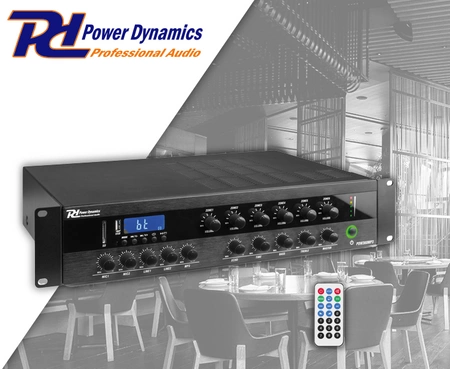 Wzmacniacz miksujący PA PDW360 MP3 BT 360W/100V 6 stref Power Dynamics