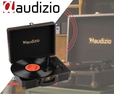 Gramofon w walizce z BT In/Out RP116DW Audizio ciemne drewno