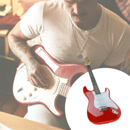 Gitara elektryczna - kompletny zestaw -Golden Guitar STEG-20 Czerwona Stratocaster