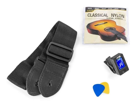 Zestaw: Gitara klasyczna 39'' SoloArt Max brązowa+ akcesoria