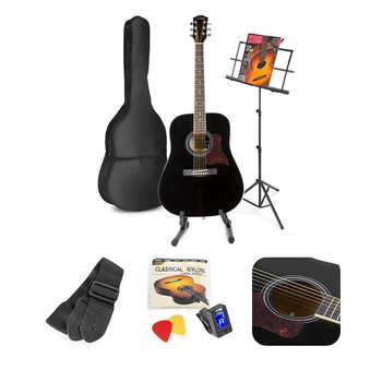 Zestaw: Gitara akustyczna Max Solojam Western czarna + akcesoria