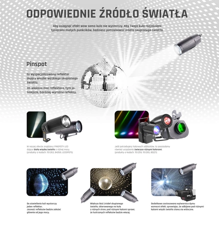 Zestaw: Kula lustrzana 20cm+ napęd sieciowy BeamZ