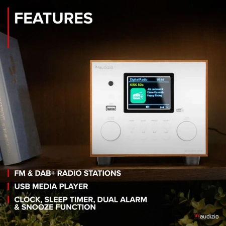 Radio Audizio Vieste DAB+ z subwooferem, białe