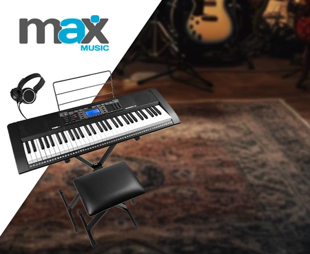 Zestaw: Keyboard 61-klawiszy bateryjny+ statyw+ ławka+ słuchawki Rhapsody61 Max