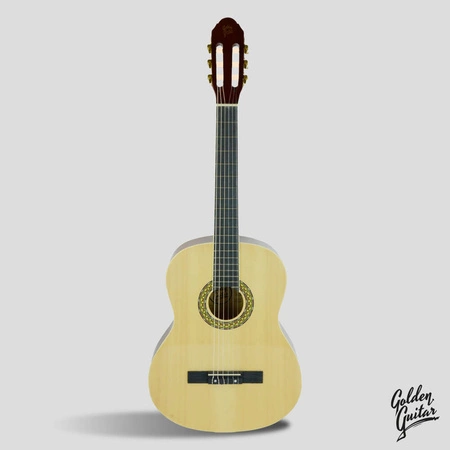 Zestaw: Gitara klasyczna naturalna 4/4 39" Golden Guitar+ pokrowiec tuner struny kostki+ 2x statyw+ podnóżek