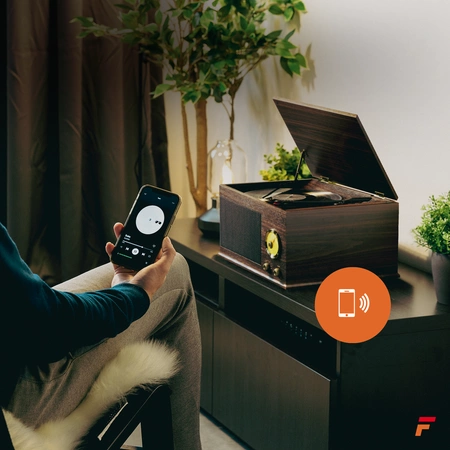 Gramofon RP173 Fenton Vintage USB BT FM brązowy+ winyl gratis