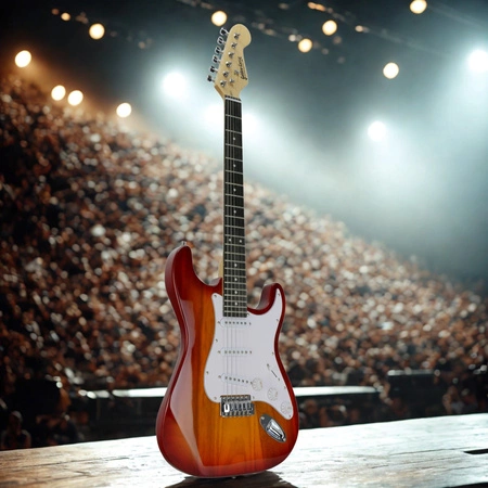 Gitara elektryczna - kompletny zestaw -Golden Guitar STEG-20 wiśniowa Stratocaster