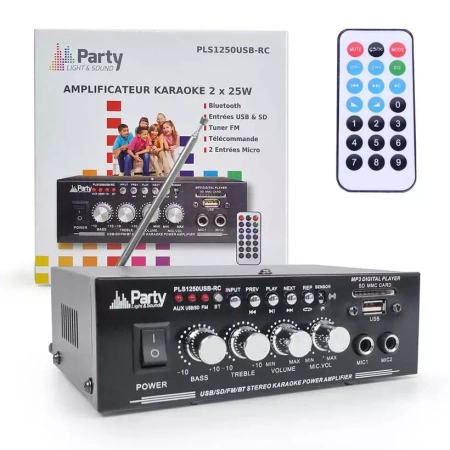 Wzmacniacz karaoke Party Light&Sound PLS1250USB-RC+ mikrofon dynamiczny Fenton DM100