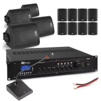 Zestaw czarnych głośników naściennych 12 x 4" BC40V z mikrofonem konferencyjnym biurkowym