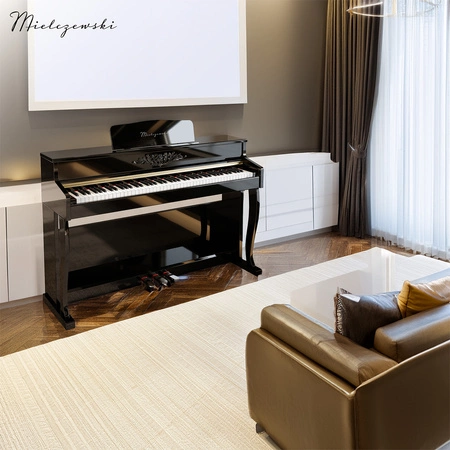 Pianino cyfrowe z mechanizmem młoteczkowym RHAPSODY czarne połysk Mielczewski