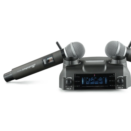 Zestaw mikrofonów bezprzewodowych doręcznych UHF+ stacja ładująca Audioport MCD-U2