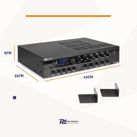 Wzmacniacz miksujący PA PDW360 MP3 BT 360W/100V 6 stref Power Dynamics