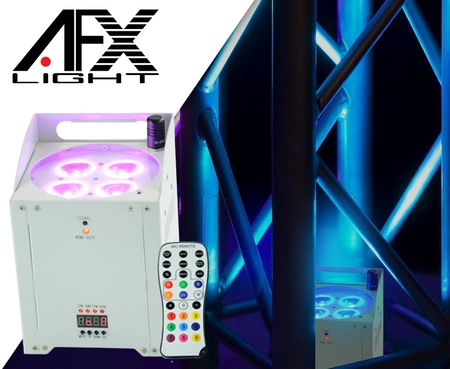 4x Oświetlacz bateryjny PARLED-W15WH LED RGBAW 60W AFX Lihgt+ 4x osłona przeciwdeszczowa gratis