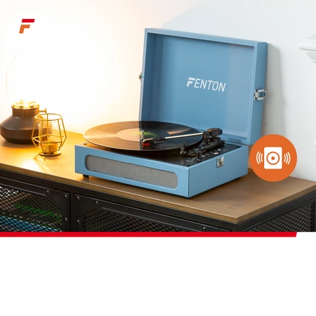 Gramofon w walizce RP118E Fenton wejście/wyjście BT niebieski