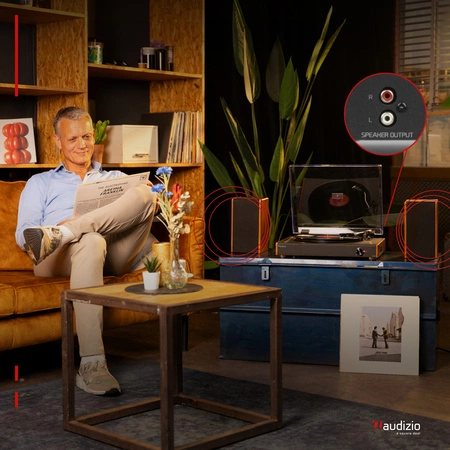 Gramofon z głośnikami RP335 Vintage brązowy Audizio