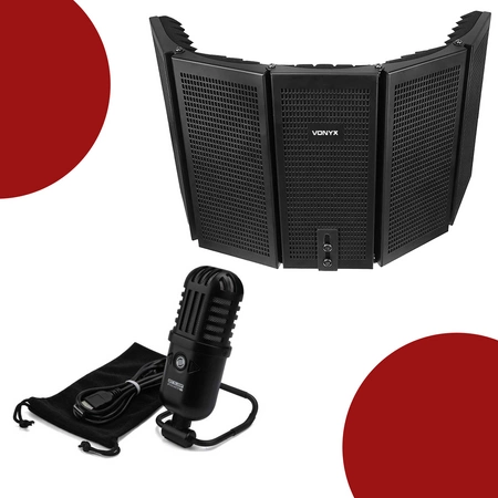 Mikrofon USB sPodcaster Go RELOOP+ Kabina akustyczna MRF30 Vonyx