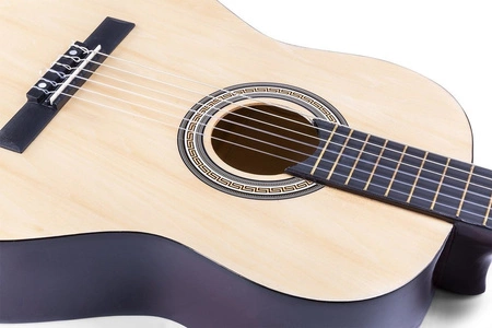 Zestaw: Gitara klasyczna 39'' SoloArt Max kolor naturyalny, pulpit na nuty, statyw oraz akcesoria