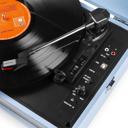 Gramofon w walizce RP118E Fenton wejście/wyjście BT niebieski