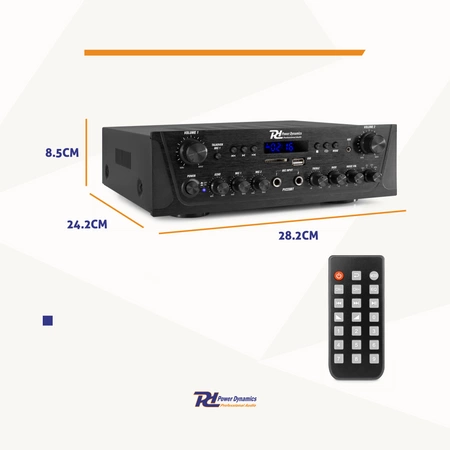 Wzmacniacz audio PV220BT 2 strefowy 100W USB SD BT FM LED pilot Power Dynamics