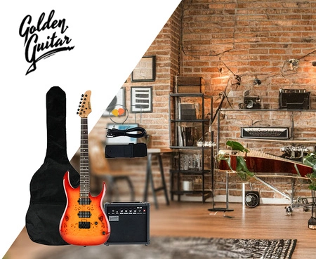 Gitara elektryczna superstrat - kompletny zestaw -Golden Guitar PSG-3 wiśnia