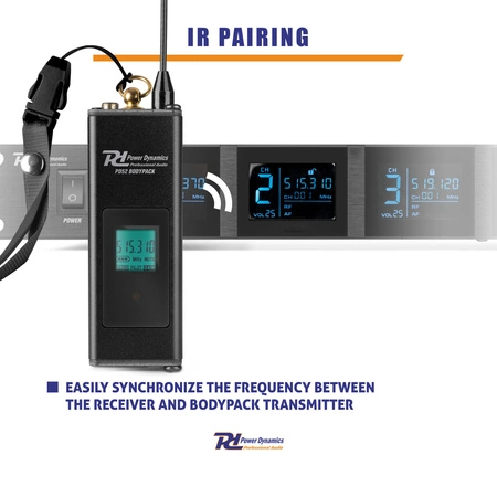 Zestaw mikrofonów bezprzewodowych UHF Power Dynamics PD524B z 4 mikrofonami typu bodypack