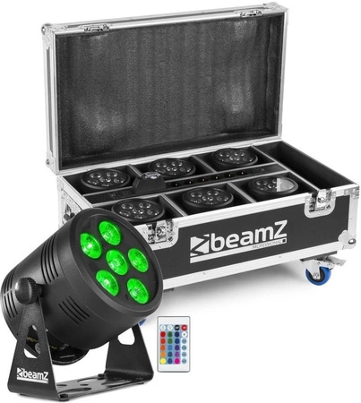 Zestaw 6 oświetlaczy bateryjnych BBP66 LED Par 6x6W RGBW 4w1 z walizką FCC66