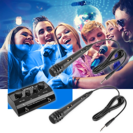 Zestaw do Karaoke z mikrofonami w kolorze czarnym