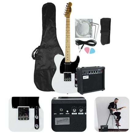 Gitara elektryczna - kompletny zestaw -Golden Guitar TEEG-30 Biała Telecaster