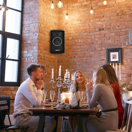 Zestaw karaoke: wzmacniacz karaoke 2x 25W+ dwie kolumny pasywne 6''+ mikrofon+ okablowanie